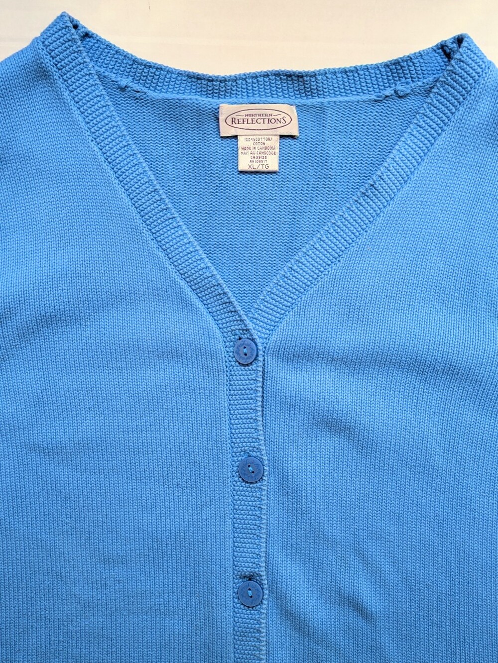 Vintage Cotton Northern Reflection Cornflower Blue Knit Cardigan - Picture 5 of 12